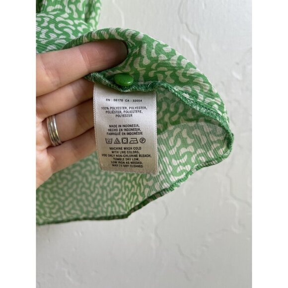 HD in Paris US 4 Green White Flutter Ruffle Top Floral Sleeveless 100% Polyester - Picture 7 of 10